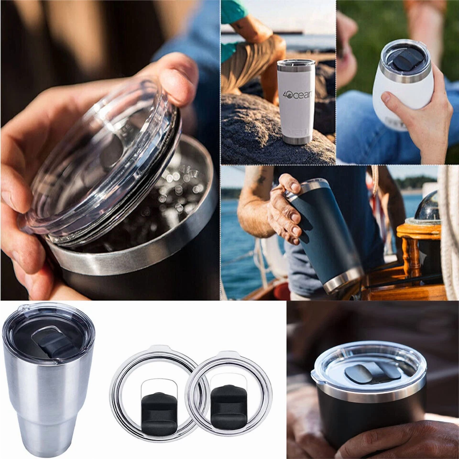 CIRCLE- 2X 30 Oz Splash Spill Proof Magnetic Slider Lid For Yeti Rambler Tumbler Cup