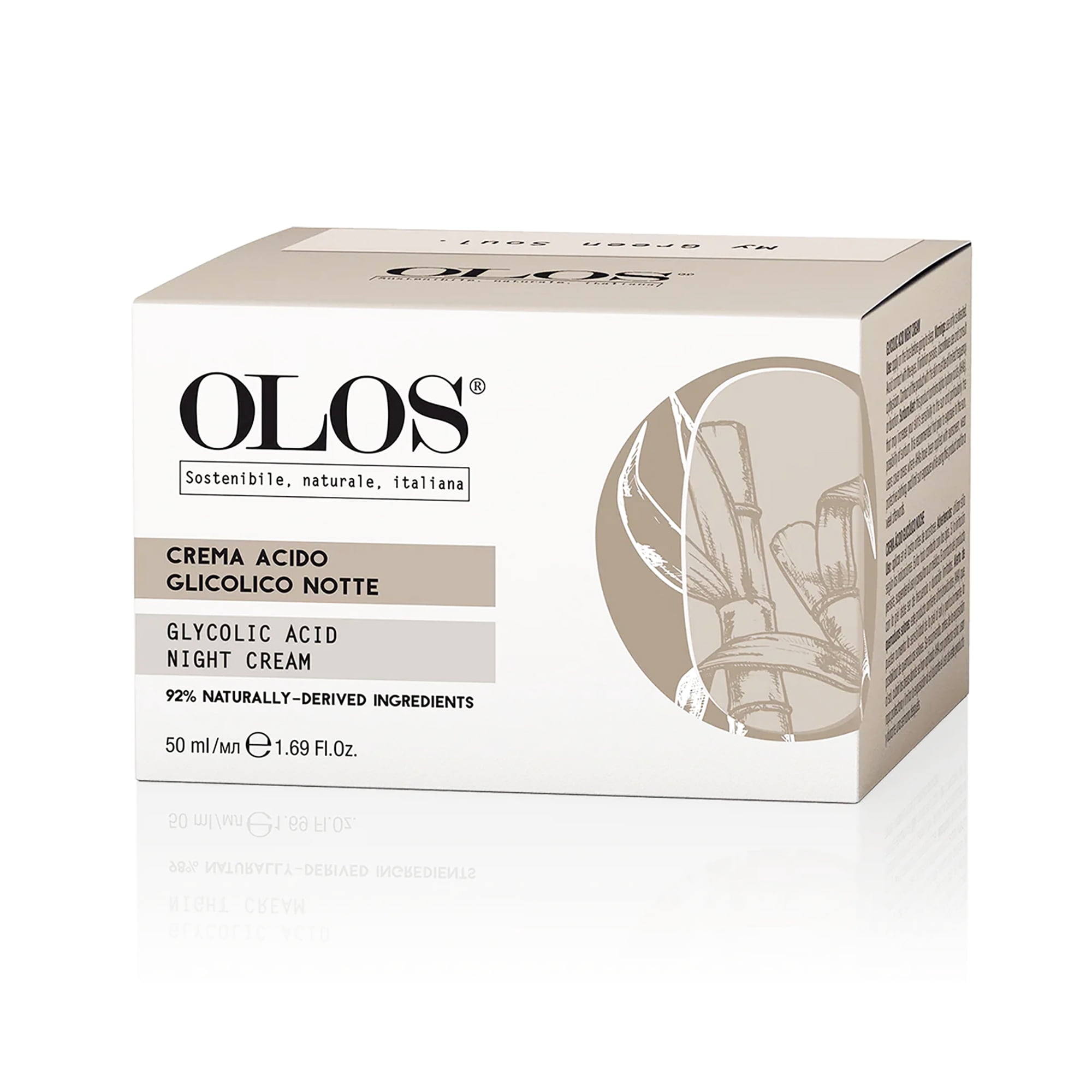 Olos Glycolic Acid Night Cream, Overnight Face Cream, 1.7 oz