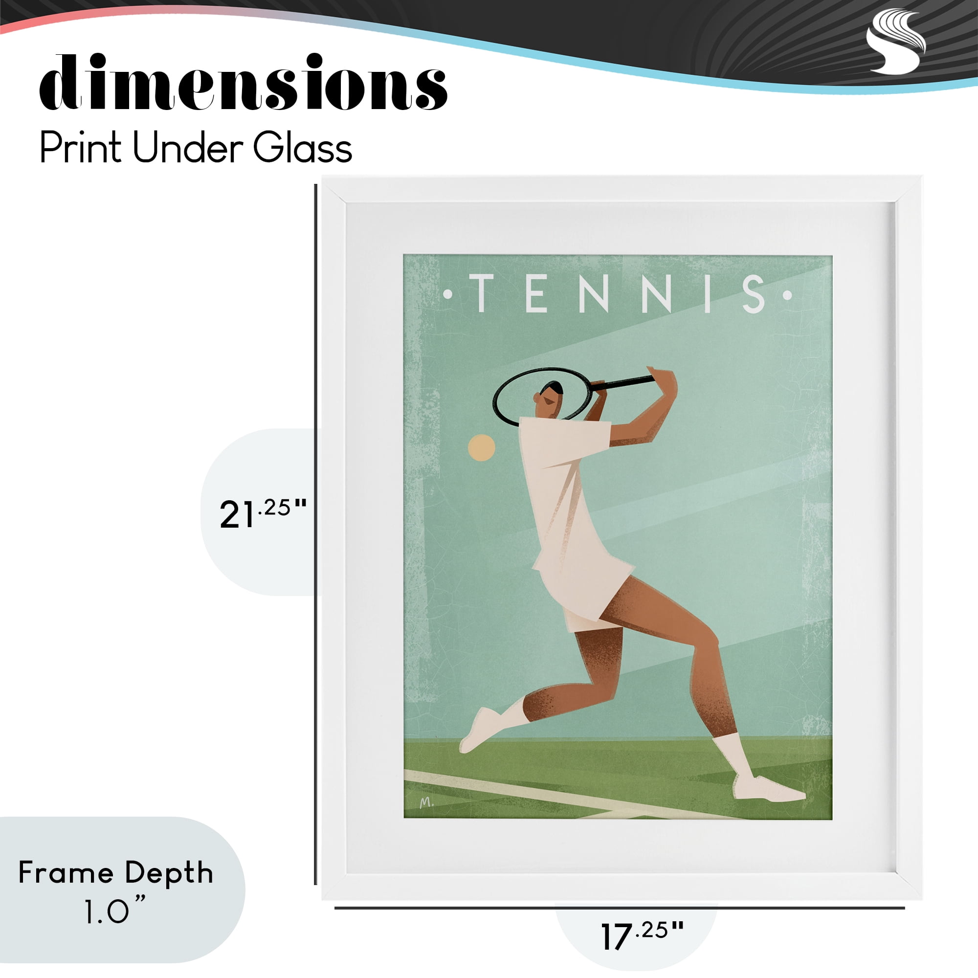Stupell Industries Vintage Tennis Swing White Framed Print Under Glass, design by Martin Wickstrom