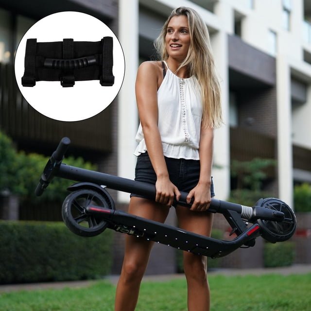 Hytrove Black Scooter Carrying Handle Strap with Adjustable 3-Row Design Lightweight and Foldable