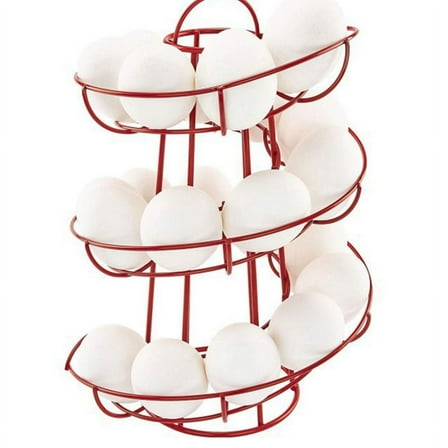 Kitchen Egg Rack, Spiral Egg Basket, Iron Practical Egg Storage Rack, Storage Rack Red