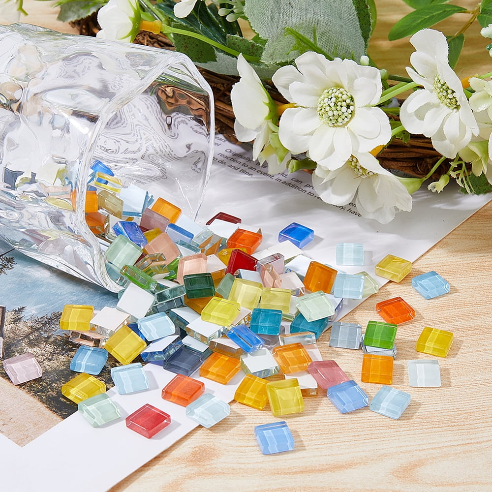 Glass Mosaic Tiles Square Mosaic Stained DIY Picture Frames Glass Strips DIY for Disco Ball Decor Home Decoration Art Crafts