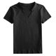 thumbnail image 2 of Gibobby Camisa De Invierno Botón de las mujeres Camisas diarias casuales Cuello en V Camiseta de manga corta Camiseta Tops Túnica Blusa delgada（Negro， XL), 2 of 5