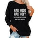 thumbnail image 2 of ICHUANYI Clearance Women Casual Full Sleeve Round Neck Tops Loose Letter Print Graphic Sweatshirt(Black, XXL) ICHUANYI WER2023080907231, 2 of 6