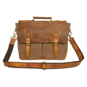 Leather Messenger Bag for Men, Laptop Briefcase Shoulder Business Satchel Vintage Canvas Travel Work Bag by Rustic Town