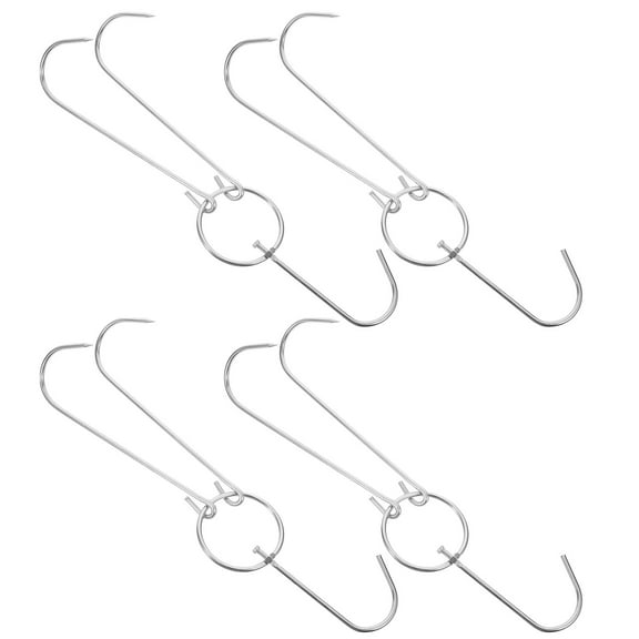 4 Pcs Meat Hooks for Smoker Bbq Grill Utensils Roast Goose Poultry Silver
