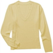 White Stag - Women's V-Neck Cable-Front Sweater