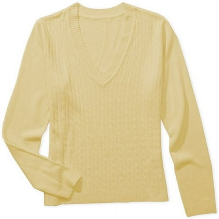 White Stag - Women's V-Neck Cable-Front Sweater