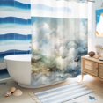 thumbnail image 5 of No Hook Shower Curtain, Blue White Ombre Shower Curtains for Bathroom with See Through Top Window, Watercolor Cloud Geometric Abstract Art Waterproof & Washable Bath Curtain Stall 48"x72", 5 of 9