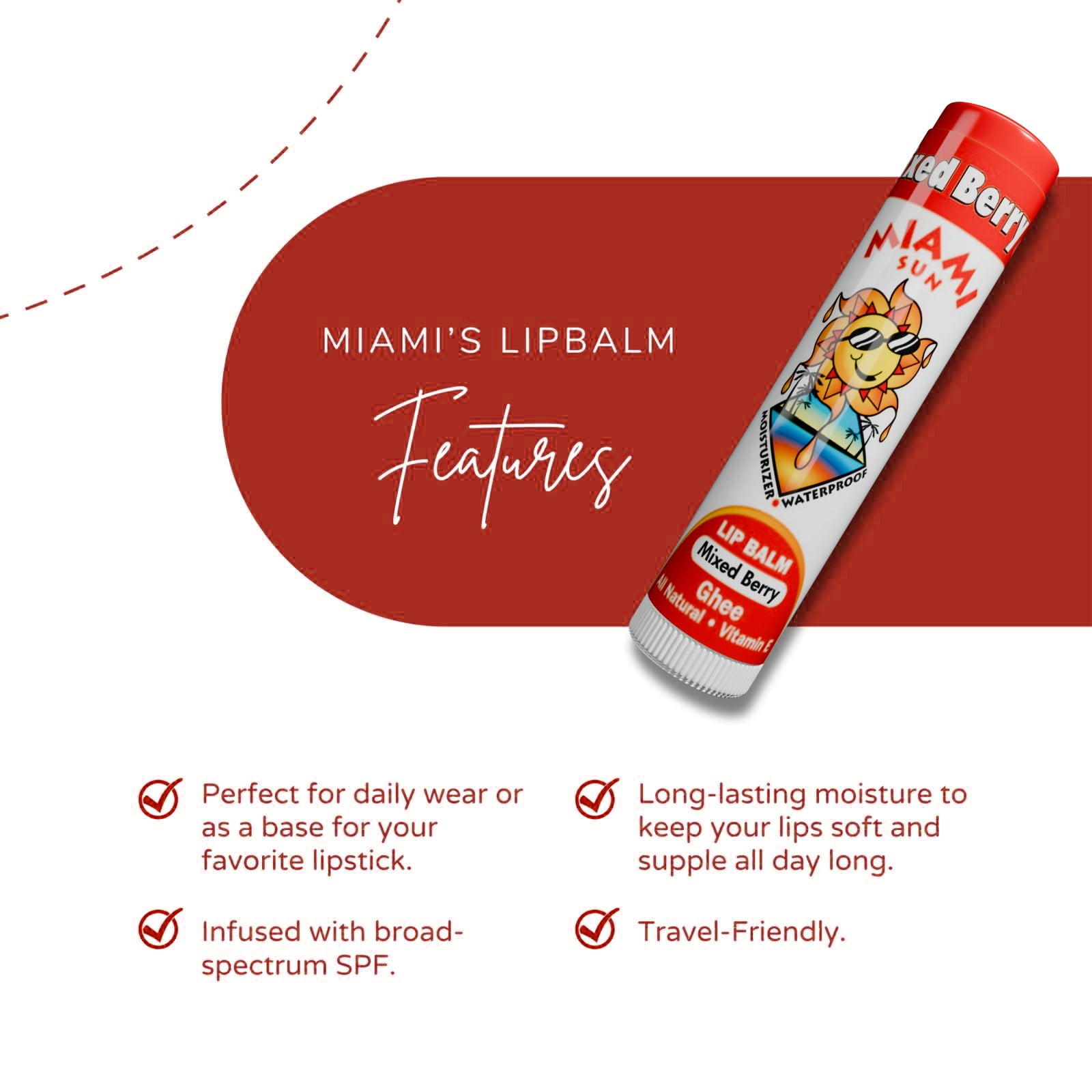 Miami Sun Anti-Aging Lip Balms Gift Set (40), Mixed Berry, Natural, Orange & Vanilla Bean