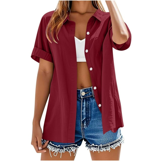 Ohufall Womens Cardigans Cotton and Linen Lightweight Casual Cardigans Summer Fall Thin Short Sleeves Button Tops