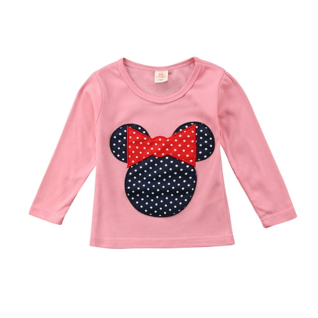 SAYOO Haut à Manches Longues pour Petites Filles, Tête de Mickey Mouse, Col Rond Ample