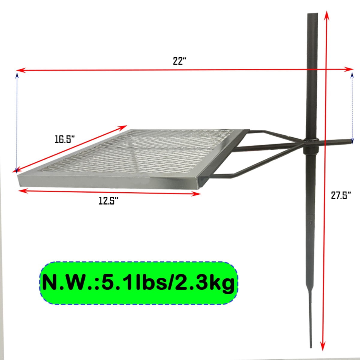 TOPCOMFY Charcoal Grill Rotating Campfire Grill, Heavy Duty Steel, 360° Adjustable, Portable for Outdoor BBQ Cooking and Camping