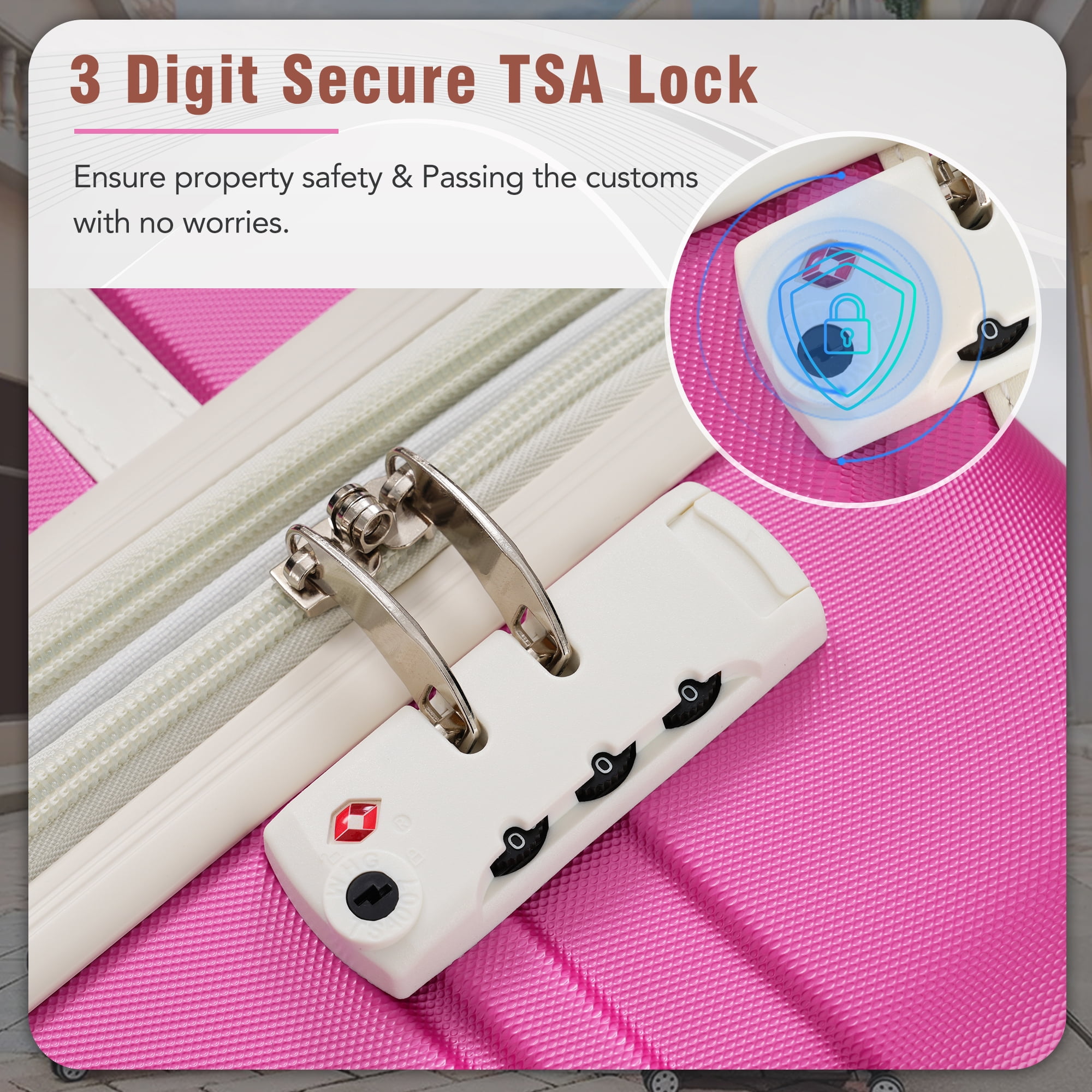 MAYEERTY 4-Piece Retro Hardshell Luggage Set with TSA Lock for Travel, 20"+24"+28"Lightweight Suitcases & Cosmetic Case