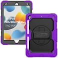 thumbnail image 2 of 3 Layer Case for iPad 10.2 Inch 9th/8th/7th 2021/2020/2019, for Kids Heavy Duty Protective Case with Screen Protector & Stylus Holder & 360 Rotating Stand and Hand/Shoulder Strap Cover, Purple, 2 of 7