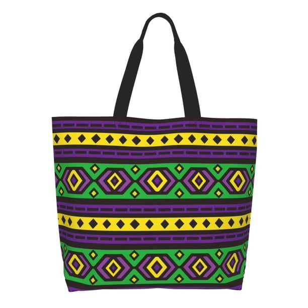 Balery Carnival Mardi Gras Bolsa Tote Estilo Estético con Cremalleras, Bolsa de Hombro, Bolsa de Compras Grande y Plegable