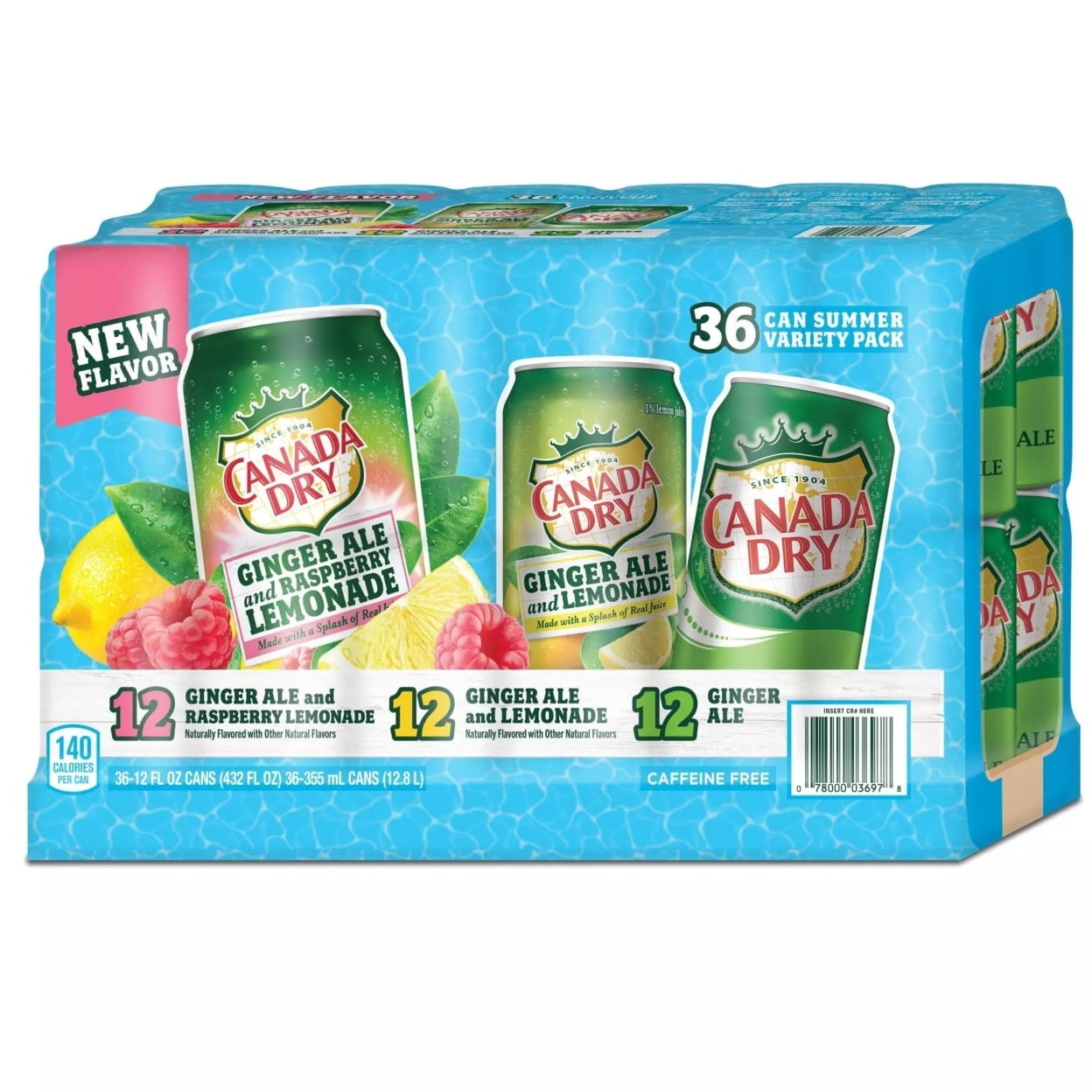 Canada Dry Ginger Ale Summer Variety Pack, 12 Fluid Ounce (36 Pack)