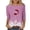 Pink, variant on Christmas T-shirts for Women Sequin Wine Glass Print 3/4 Length Sleeve Tops Cute Snowflake Graphic Tees Loose Fit Crewneck Pullover Blouse Red M