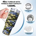 thumbnail image 4 of Blueberry Floral Botanical Cup Insulated Tumbler Stainless Steel Vacuum Travel Mug 40 oz with Handle and Straw Lid, 4 of 7