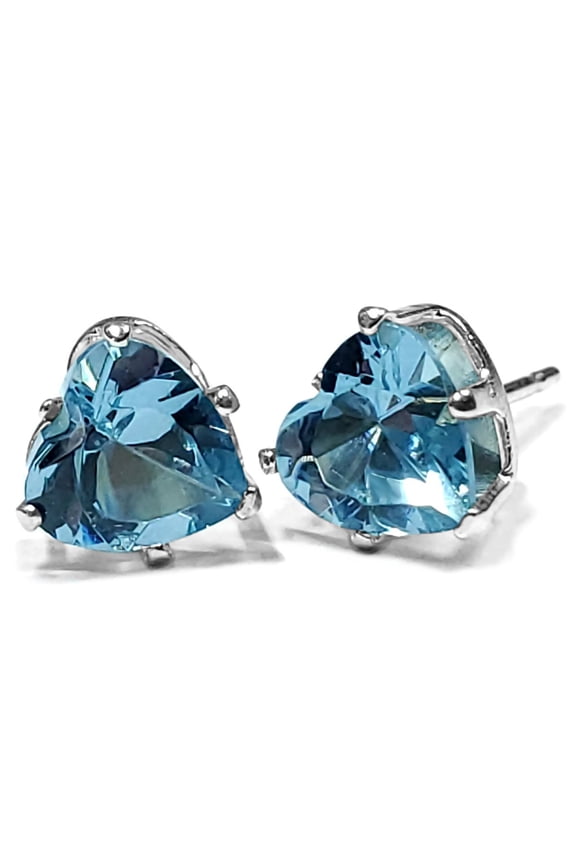 Trustmark 6mm Heart Cut Simulated Aquamarine Ice CZ Silver Earrings