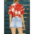 thumbnail image 5 of HAPPY BAY Hawaiian Shirts Womens Casual Summer Button Down Beach Party Blouses Shirt Blouse Short Sleeve Tropical Vacation Tee Shirts for Women S Palm Tree, Red, 5 of 6