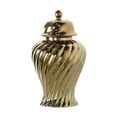thumbnail image 1 of Tarro de jengibre de cerámica con tapa Colección Decoración del hogar Exhibición floral Flor de cerámica Oro, 1 of 9