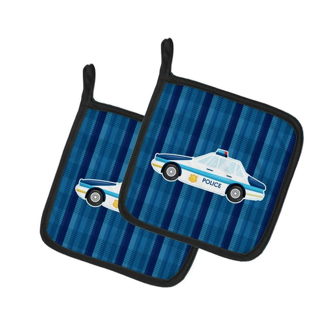 ""Caroline'S Treasures Bb7009Pthd Par De Agarraderas Para Coche De Policía 7,5 X 7,5"""" Multicolor""
