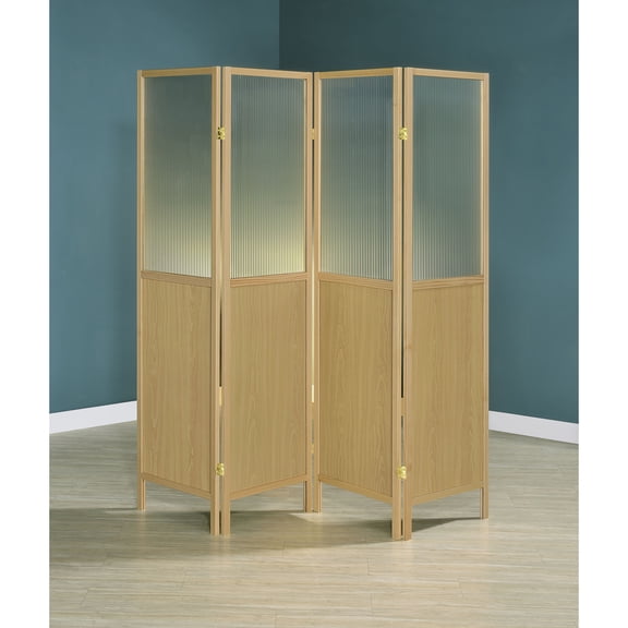 4-Panel Room Divider Screen, 70.25" Tall Shoji Privacy Screen with Light Diffusion, Natural Wood Folding Partition for Living Room & Bedroom