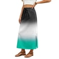 thumbnail image 4 of Gradient High Waisted Skirt, Casual Flowy Long Skirt with Slit and Pockets, Summer Ombre A-Line Slacks, 4 of 6