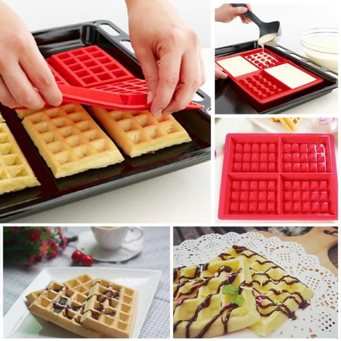 4 Waffles Silicone Mould Muffin Pans Baking Cake Tray Waffles Kitchen Tool