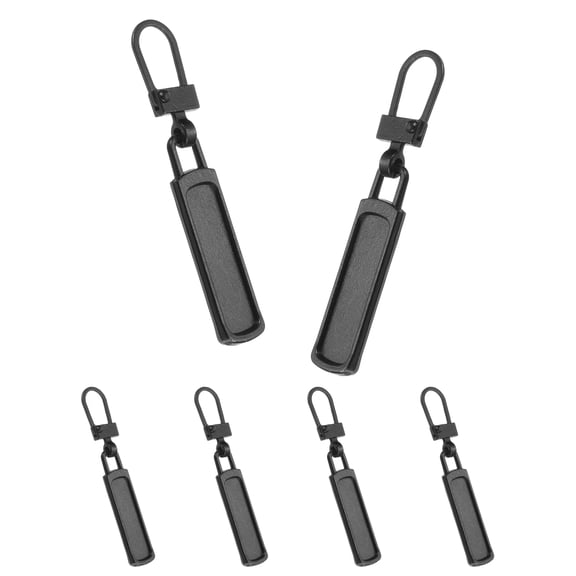 Zipper Pull Charm 6 Pcs 1-2mm Thickness Detachable Zipper Pull Replacement Handle Repair Kits Tabs Lock for Coats Jackets Pants Luggage Suitcase Purse Fasteners, Black