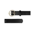 thumbnail image 2 of INSPIRE CHIC Women's Leather Belts Black Waist Belt with Pin Buckle for Dress Jeans Two Sizes Round Gold Buckle, 2 of 6