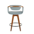 thumbnail image 4 of Gorgeous Grey Mid-Century Modern Walnut Bamboo Counter Stool for Kitchen with Stylish Faux Leather Seat and 360-Degree Swivel, 4 of 5