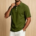 thumbnail image 7 of OIOLOYJM Polo Shirts for Men Raglan Short Sleeve Relaxed Fit Casual Quick Dry Cotton Linen Golf Shirts Breathable Lounge Running Collared T Shirts Army Green M, 7 of 7