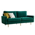 thumbnail image 3 of Mid Century Sofa Velvet Fabric Upholster Couch 71” Modern Futon Bench Loveseat Living Room Sofa with 2 Throw Pillows, Green, 3 of 7