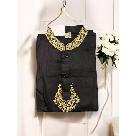 Black, Boys Comfortable Soft Cotton, Traditional Kurta for Boys, Cultural Wear, 05