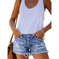 thumbnail image 6 of Yunliwuli Women’s Fashion Washed Distressed Jeans Personality Solid Color Ripped High-waist Denim Shorts, 6 of 10