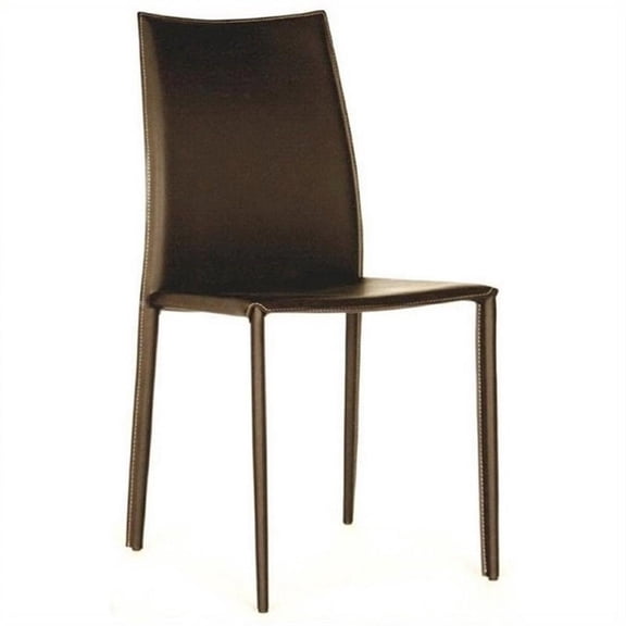 Bowery Hill Bonded Leather Brown Dining Chair Rectangular Durable 35.5" Unassembled