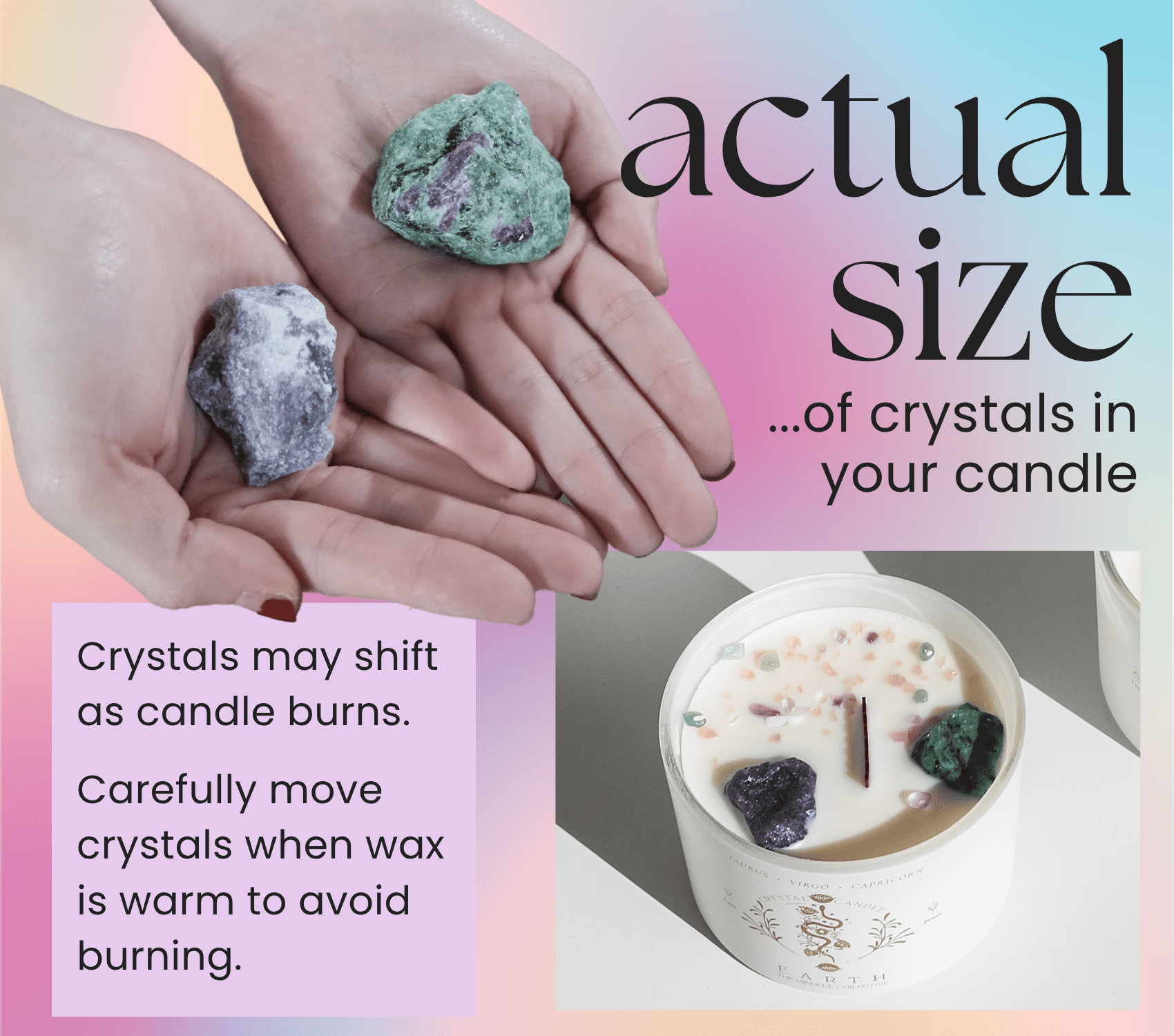 Taurus Virgo Capricorn Gifts for Women - 12oz Wood Wick Candles that Crackle with Crystals and Healing Stones. Healing Crystal Candles for Women Home Scented. Soy Wax, for Zodiac Birthdate
