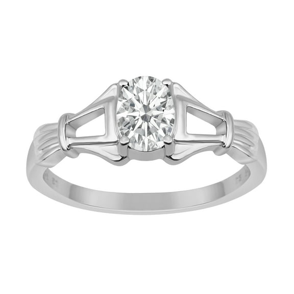 Mooneye 1.00 Ctw Oval Moissanite Diamond 925 Sterling Silver Solitaire Women New Year Gift Ring