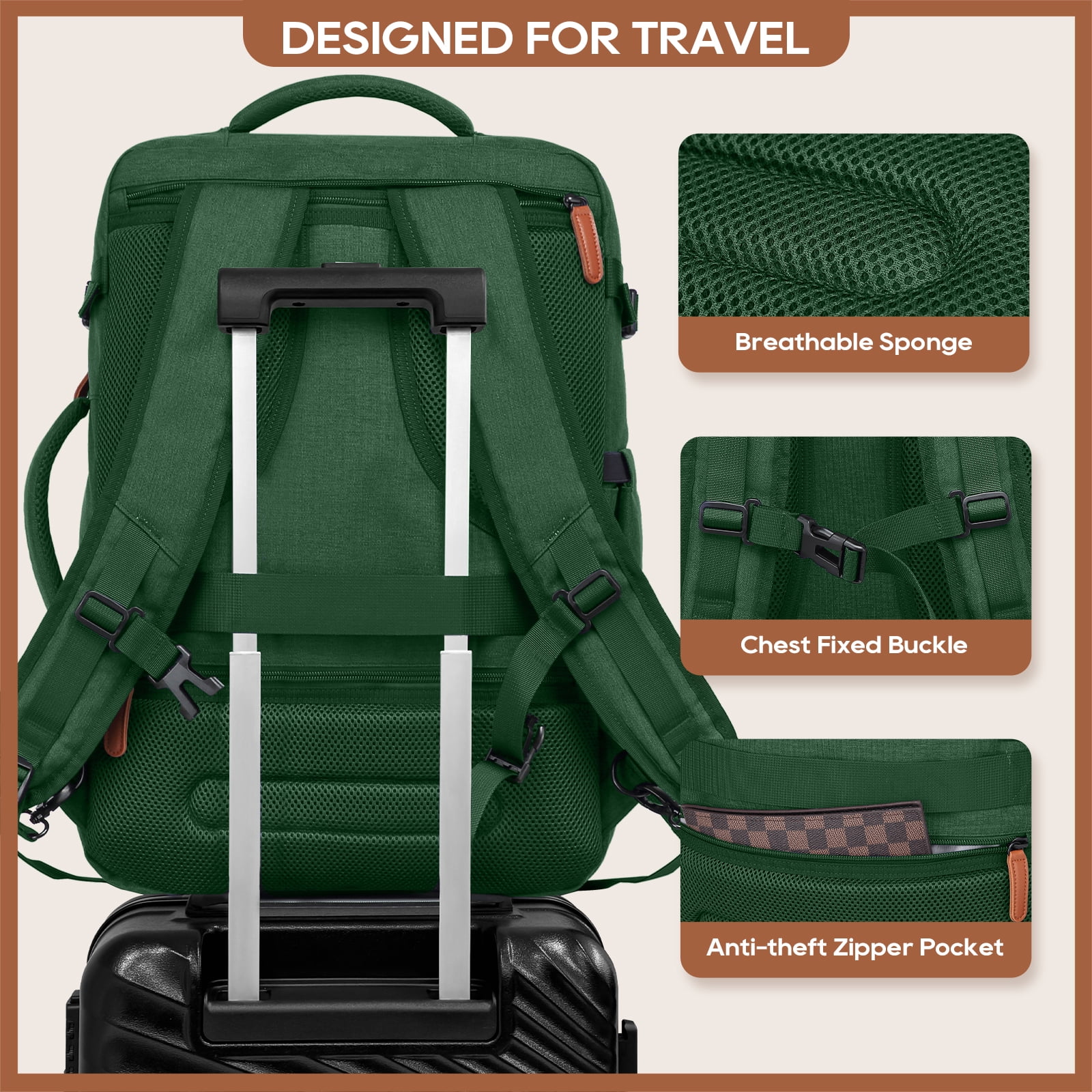 Joyway 2-Piece Travel Backpack Set Airline-Approved Waterproof Carry-On Luggage with USB Charging Port Comfortable Straps & Matching Toiletry Bag