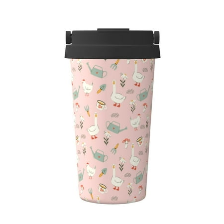 

Qekee Chicken And Goose Print Insulated Coffee Mug Coffee Tumbler Cup Thermos Mug Water Bottle with Handle & Flip