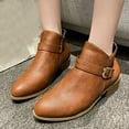 thumbnail image 6 of Bmawag Women Dressy Boots Round Toe Low Heel Side Zipper Mid Calf Ankle Boots Women Casual Comfort Fashion Thick Heel Booties Short Boots Brown 38, 6 of 10