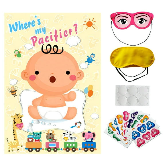 Pin The Pacifier on The Baby Game - Baby Shower Party Favors and Game - Pin The Dummy on The Baby Game