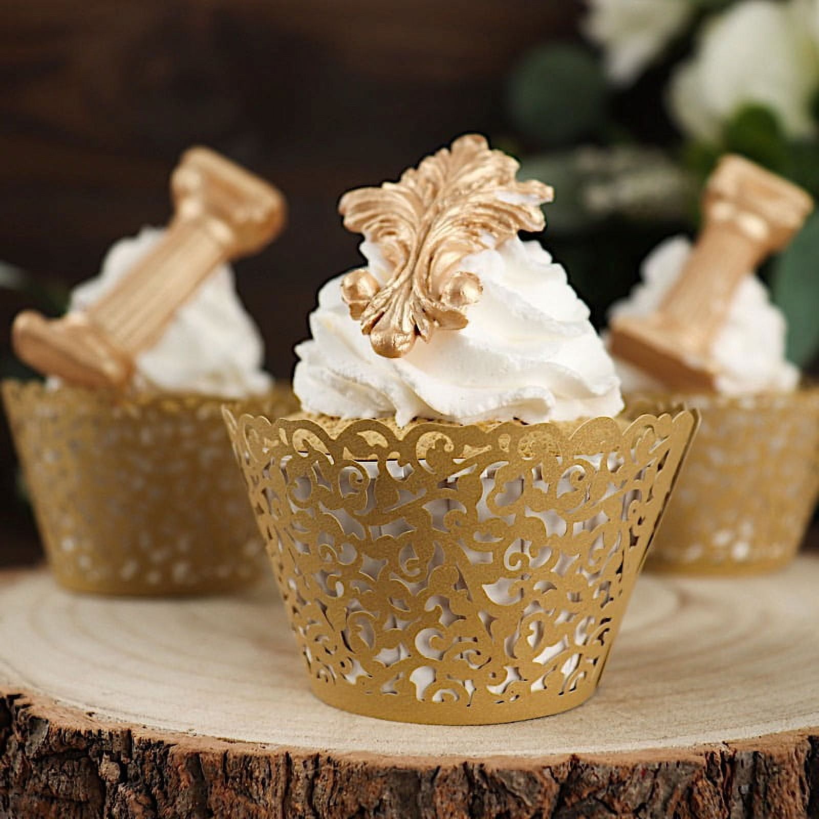 Sparkle and Bash 60 Pack Gold Cupcake Liners and Wrappers - Scalloped Mini  Baking Cups for Muffins, Wedding, Party (1.96 x 1.8 In)