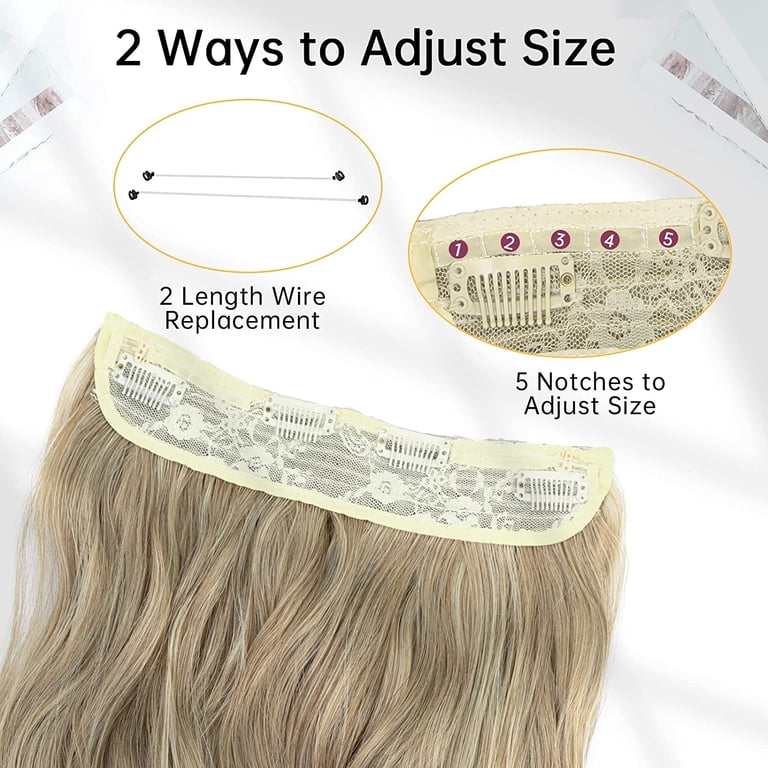 20-Inch Synthetic Hair Extensions with Invisible Wire Headband & 4 Clips Ustar Long Wavy Invisible Wire Hair Extensions with  main image 2