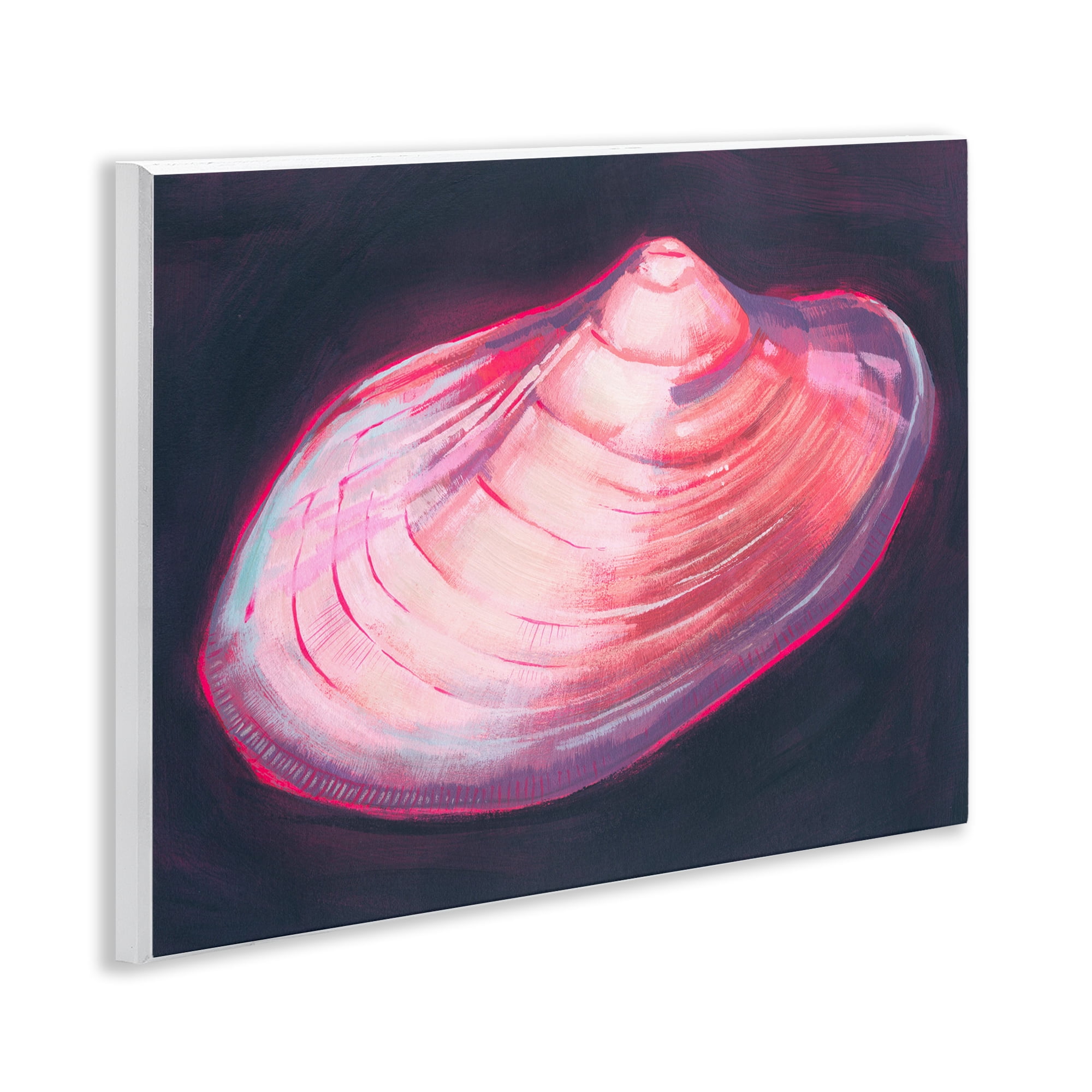 Stupell Industries Pink Seashell on Black Animals & Insects Painting Unframed Art Print Wall Art, 14 x 11