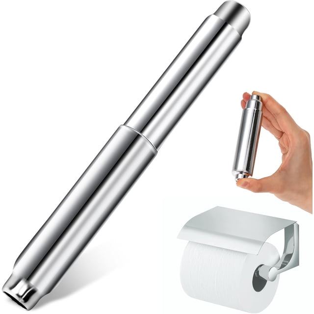 Bewudy Rouleau Porte-Papier Hygiénique de Remplacement, Rouleau Porte-Papier Hygiénique en Acier Inoxydable de Remplacement, Tige à Ressort pour Papier Hygiénique Universelle, Tige de Remplacement pour Rouleau à Ressort Porte-Papier Hygiénique