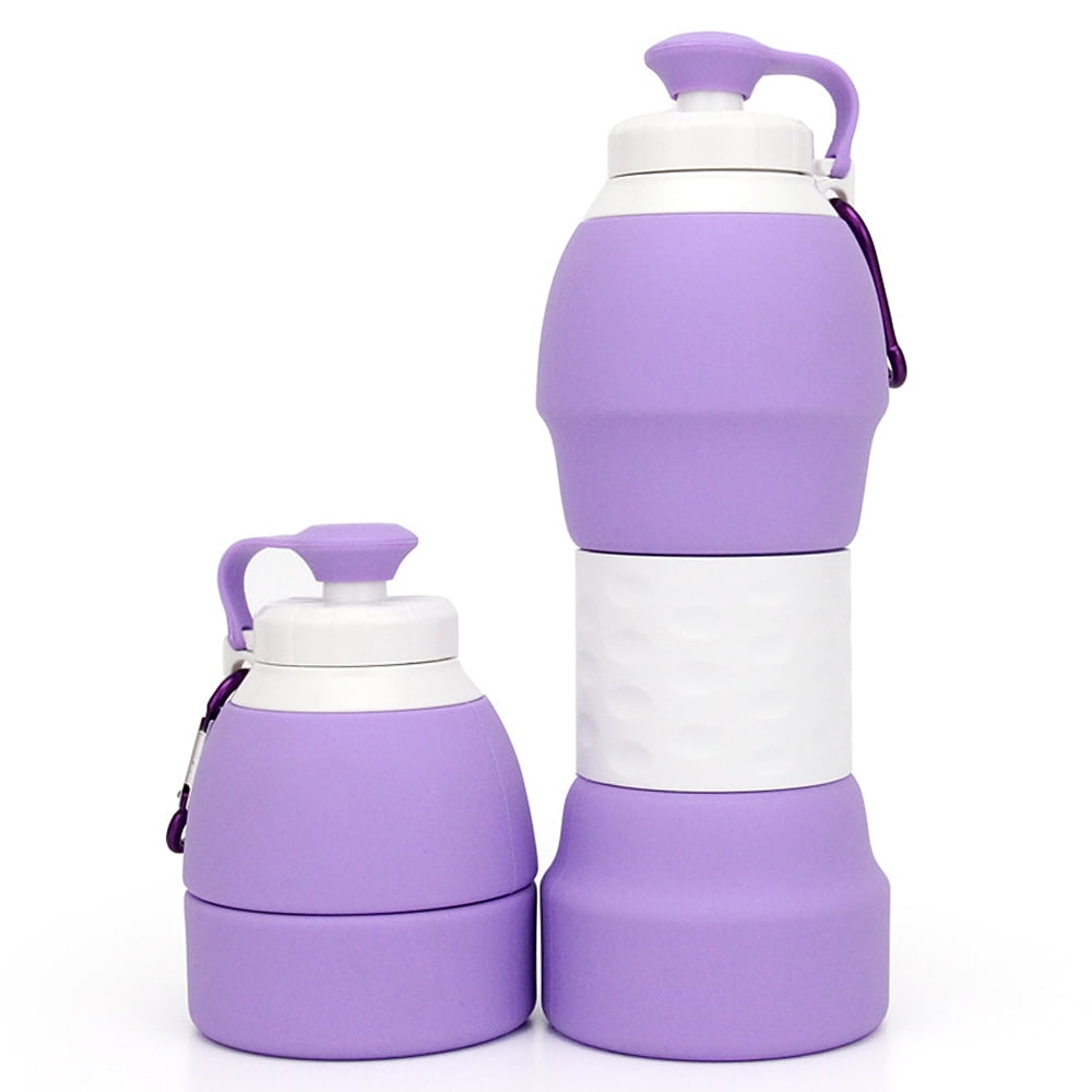 580ml Collapsible Silicone Water Bottle with Carabiner for Cycling Gym M0S4 