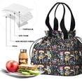 thumbnail image 4 of Day Of the Dead Halloween Pattern Drawstring Lunch Bag Women - Drawstring Lunch Bag Insulated for Work Office - Stain-Resistant Large Lunchbags for Women with Multi-Pockets, 4 of 6